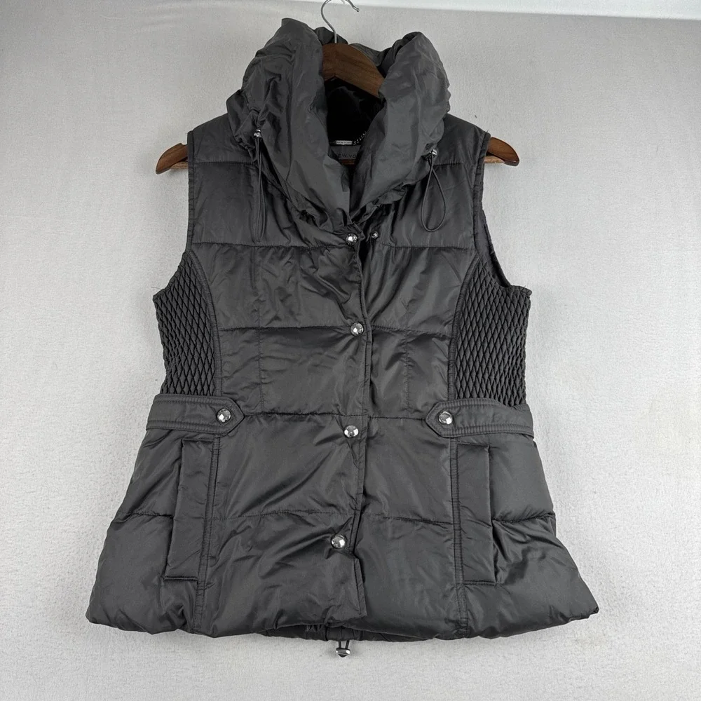 Andrew Marc Womens  puffer jacket vest size small black Button Up Warm Packable
